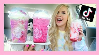 Trying viral tiktok starbucks drinks (tiktok drink, it kobe tyedye
chocolate covered strawberry) featured and how to order...