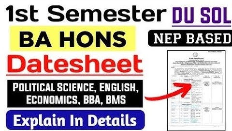 SOL BA Hons First Semester Datesheet Explain Dec Exam 2024-25 | Sol 1st Semester Exam Datesheet 2024