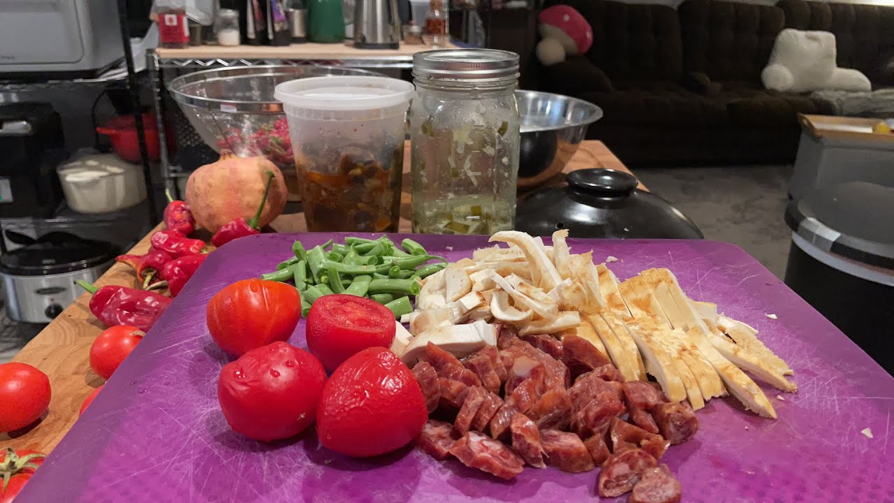 Matsutake Claypot Rice Recipe with Chinese Sausage Tomato, Green Beans