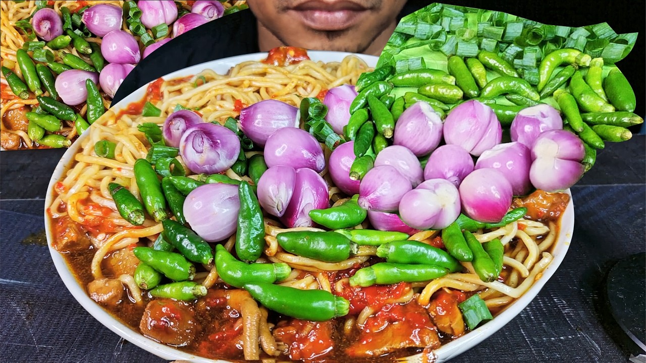 ASMR Mie Ayam Siram Sambal Pedas 🔥 Spicy Chicken Noodles Eating Sounds