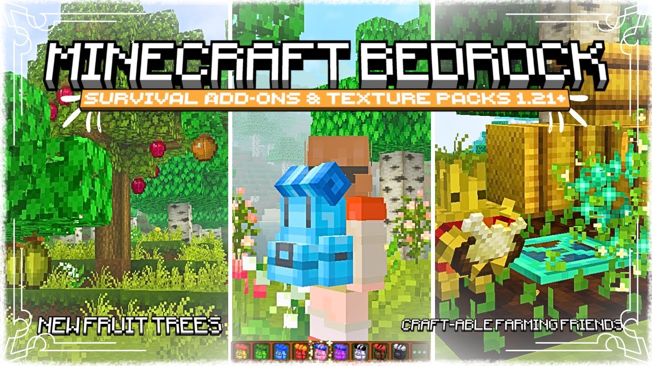 10 НОВЫХ дополнений/текстур для выживания Minecraft BE 1.21+ 🍊🌾