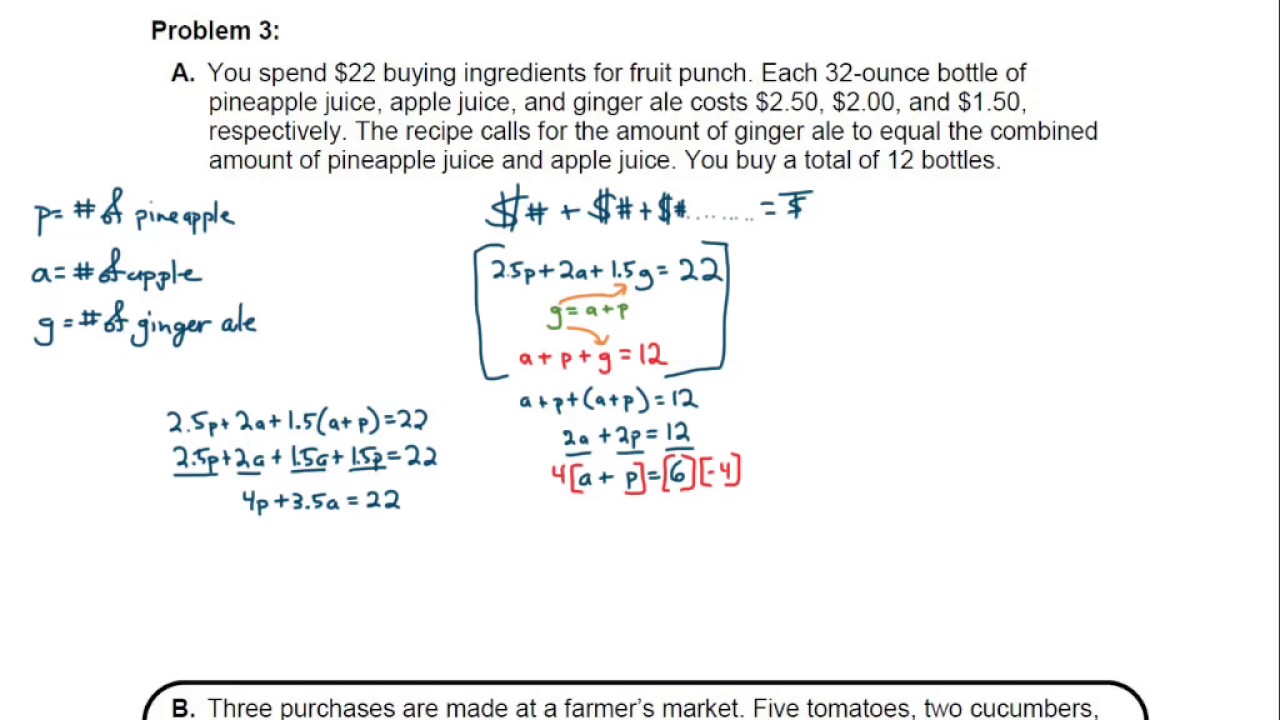 Algebra 2 - 2.2 Problem 3 Example - YouTube
