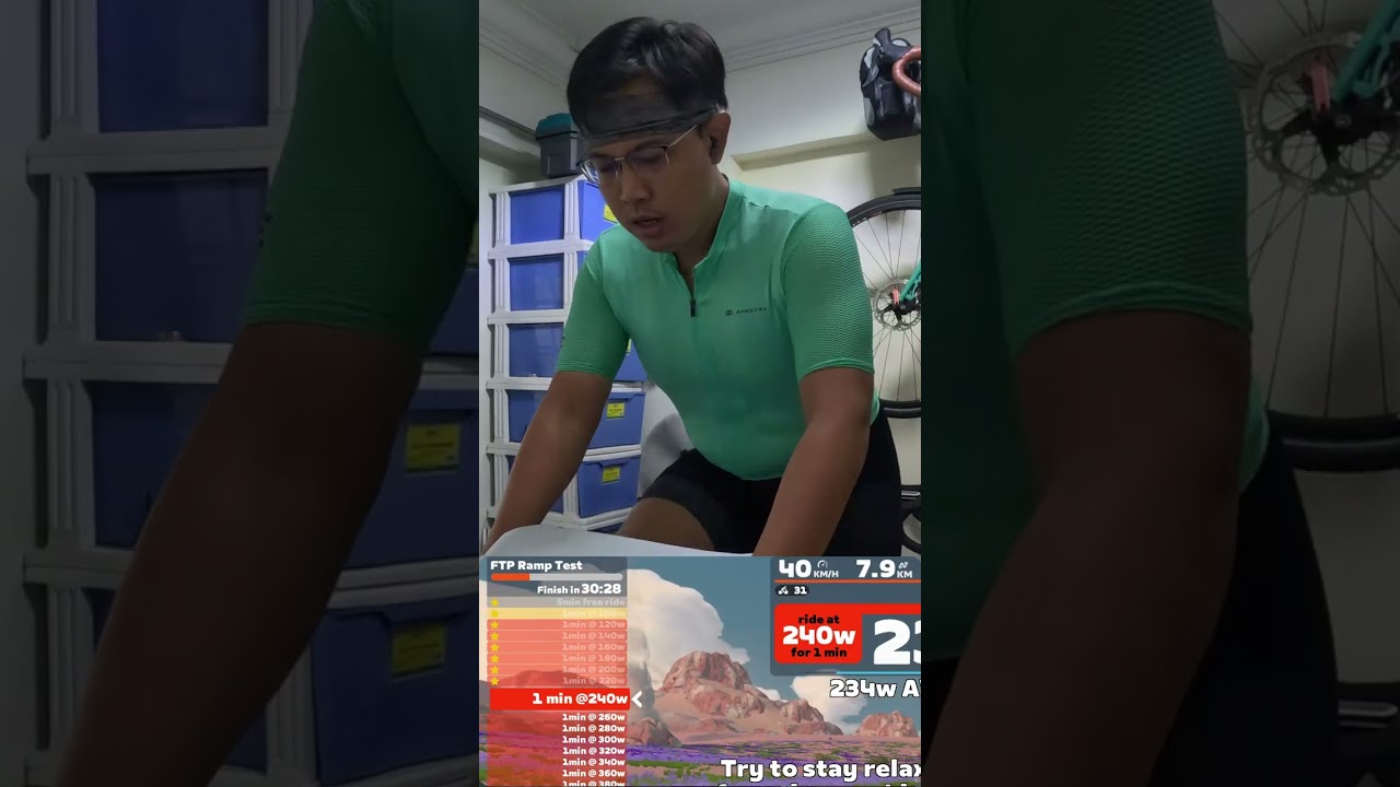 Day 1 - Zwift FTP Test 255 watts