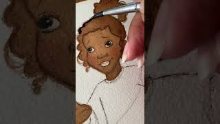 HOW TO PAINT WITH WATERCOLOR😱🤯 Black Cartoon Edition Pt.1🖤 #shorts #art #watercolorpainting