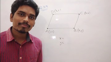 Vertices of parallelogram are A(1,2), B(4,y), C(x,6), D(3,5). Then (x,y) is? #parallelogram#vertices