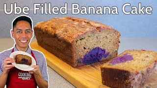 Ube Banana Cake: Moist Banana Cake Filled with Ube Halaya | Cooking with Kurt