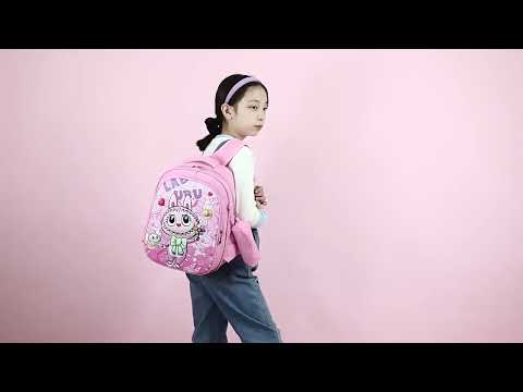 Рюкзак из лабуба labubu городской школьный спортивный для детей 1-6 класс розовый рш-003, видео 1
