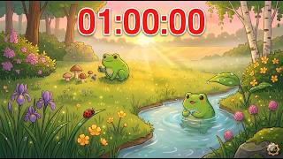 1 Hour Pomodoro Timer Cozy Spring Morning with Frogs & Ladybugs
