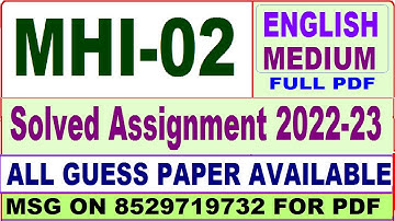 mhi 02 solved assignment 2022-23 / mhi 2 solved assignment in english / ignou ma history