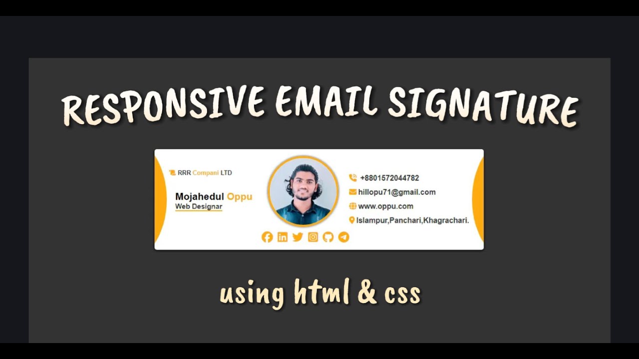 Responsive email signature Using HTML & CSS - YouTube