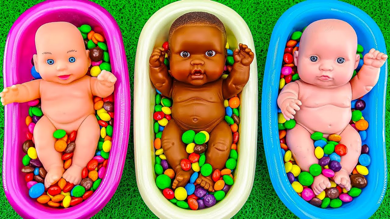 Rainbow Satisfying Video l ASMR Mixing Candy & Yummy Skittles in Three ...
