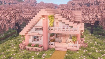 [Minecraft] How to Build an Aesthetic Cute House / Pale oak / Cherry Blossom / Tutorial