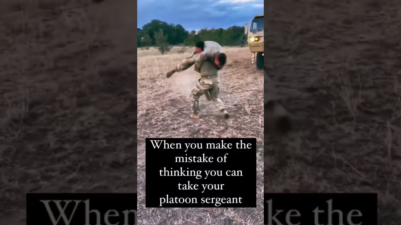 Soldier gets huge takedown while grappling in the field. 