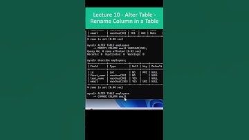 MySQL Course Shorts | Alter Table - How to Rename Column in Existing Database Table #mysql