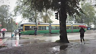 Rainy Day in Downtown Helsinki - Umbrella Rain Walk from Töölö to Meilahti (September 2023)