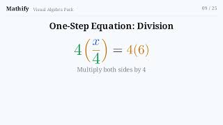 Information Visual Algebra Animation Pack 09/25 | One-Step Equation: Division News
