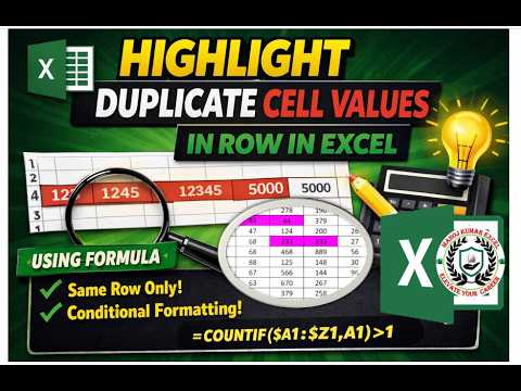 Highlight Duplicate Cell Values in Same Row in Excel | Conditional ...