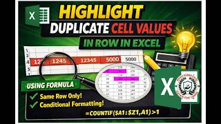 Highlight Duplicate Cell Values in Same Row in Excel | Conditional Formatting Formula