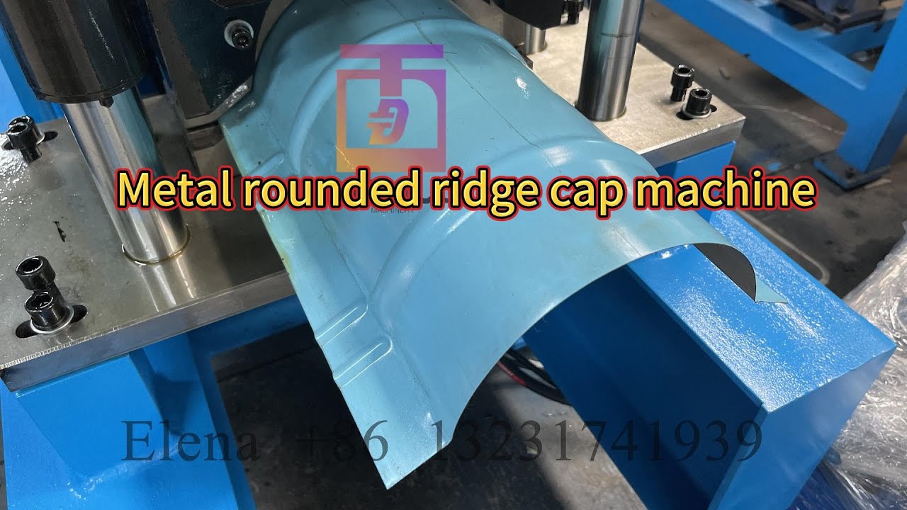 Glazed roof half rounded metal ridge cap roll forming machine - YouTube