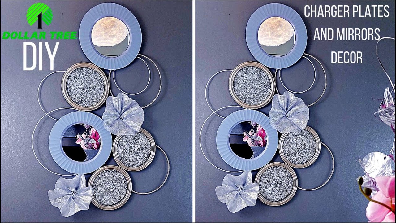 Dollar Tree DIY Wall Decor Using Chargers And Mirrors How to make