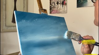 ASMR painting brush strokes, palette knife, Bob Ross style, no talking.