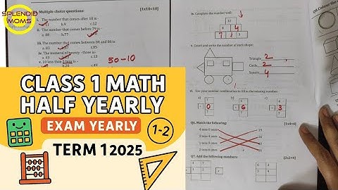 Class 1 Math question paper TERM 1 Half yearly Exam SA1 