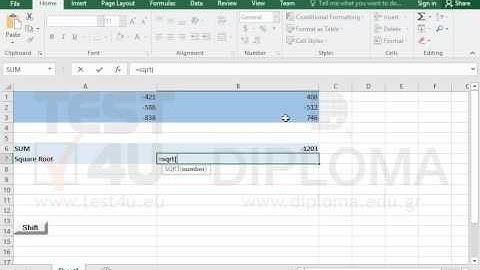 Use the SQRT function to calculate the square root of a number (Excel 2016)