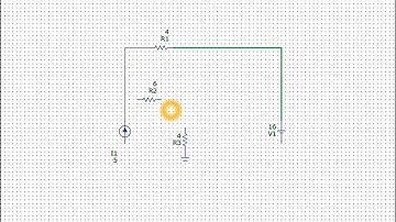 Simulation of a circuit with 3 resistors, 1 current source and 1 voltage source