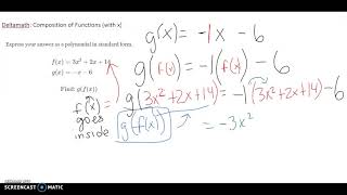 Deltamath: Composition of functions (with x) 2nd example