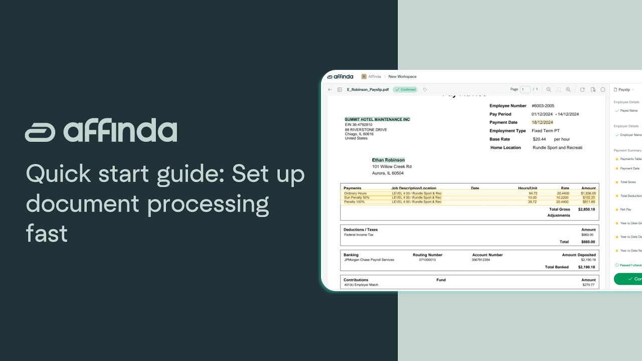 Quick start guide: Affinda Platform