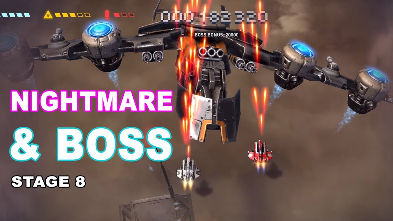 Sky Force Reloaded Nightmare & Boss Stage 8 Gameplay