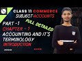Class 11 COMMERCE ACCOUNTS Chapter 1  Accounting and it's Terminology Introduction Account Masterji
