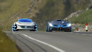 Bugatti Bolide vs Mercedes-Benz Vision AVTR vs F1 Ferrari 2020 vs F1 Ferrari 2004 vs Lambo V12 VGT