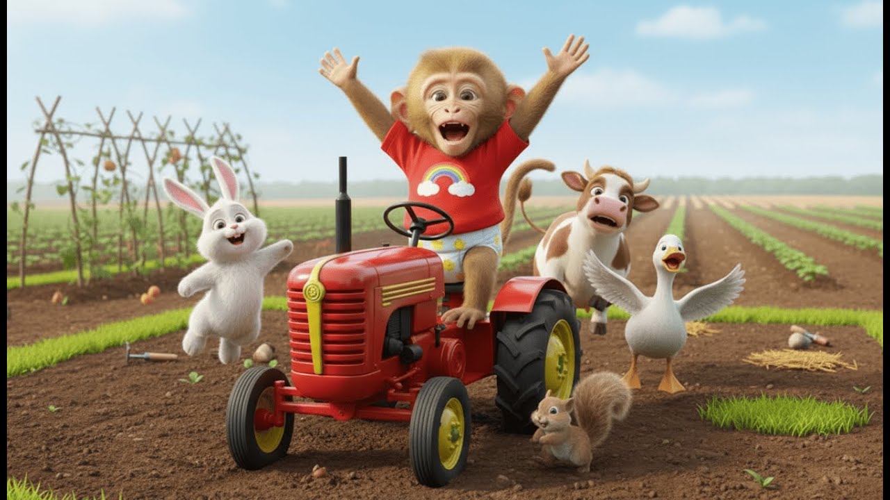 Monkey Ride Tractor Best Day Ever! Zuki Monkey & Friends Happy Tractor Ride ๐๐ฅณ - YouTube