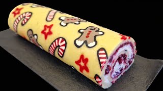 CHRISTMAS ROLL cake🎄Japanese | Swiss roll cake | HOW to MAKE pattern Roll cake 👌RECIPE Below