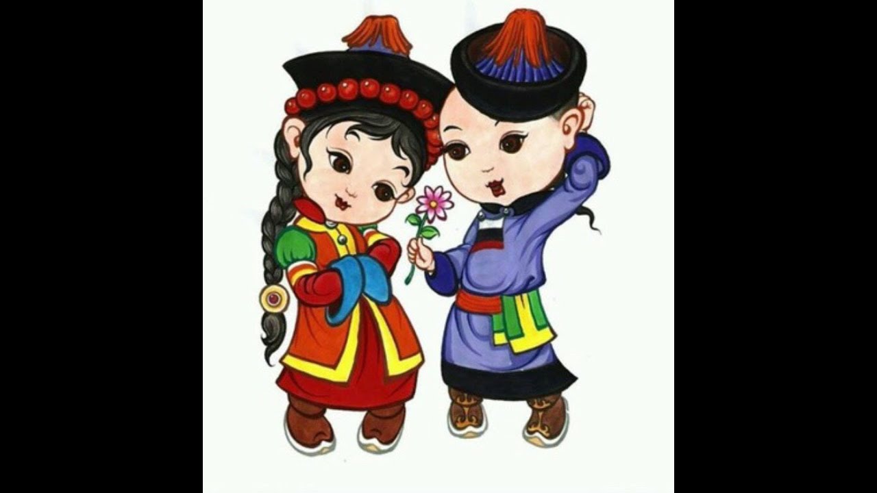 Тувинский национальный костюм рисунок