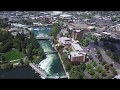 Flyover downtown spokane river  nine mile falls  spokane county washington 4k