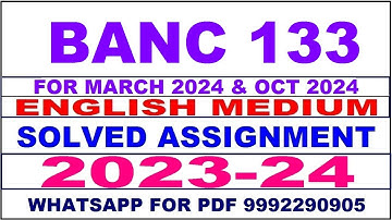 banc 133 solved assignment 2023-24 | banc 133 solved assignment in english 2024 | banc 133 2024
