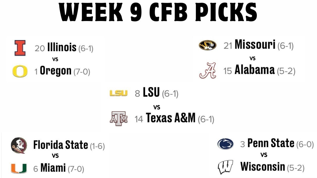 College Football Week 9 Predictions YouTube college-football-week-9-predictions-youtube