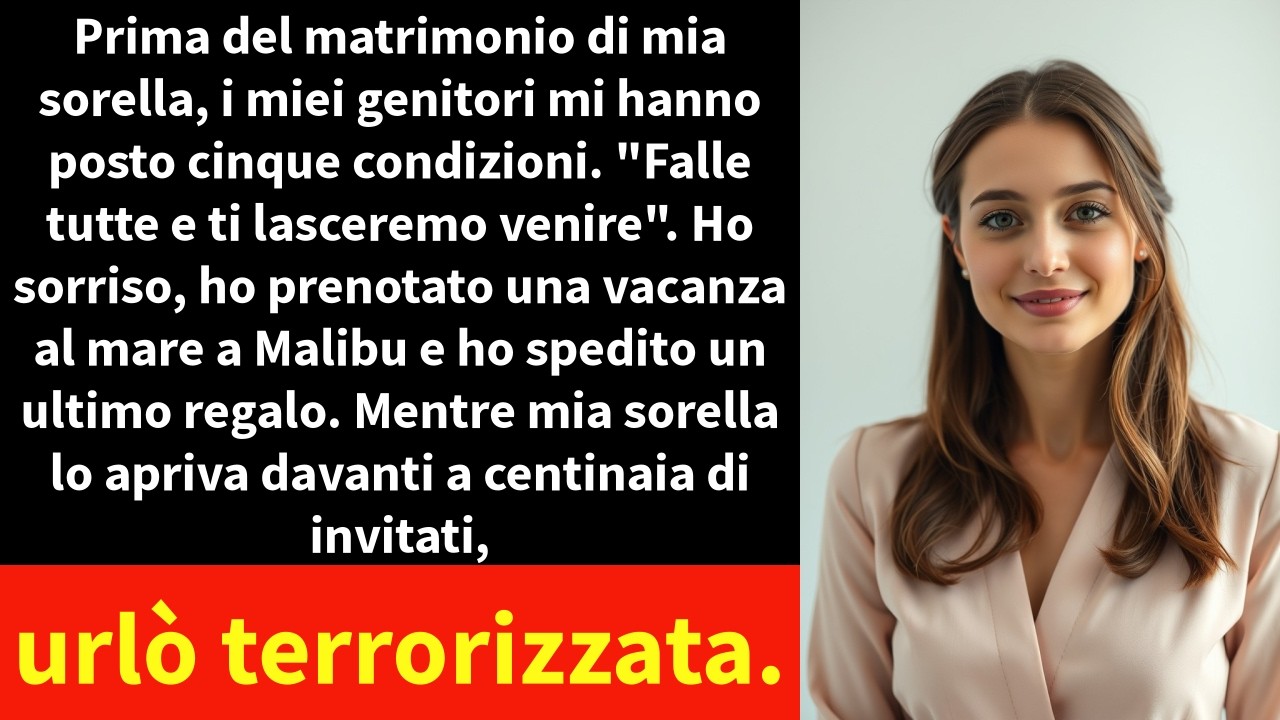 Diciassette giorni prima del matrimonio di mia sorella, i miei genitori mi hanno mandato una lista di cinque condizioni da firmare se volevo un posto nella sala. Dovevo rinunciare alla mia quota...