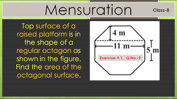 Top surface of a raised platform is in the shape of a regular octagon as shown in the figure.