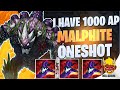 Wild rift  malphite but i have 1000 ap and oneshot  challenger malphite gameplay  guide  build