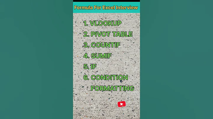 Most Important Excel formula for Job Interview #excel #interview #formula #shorts