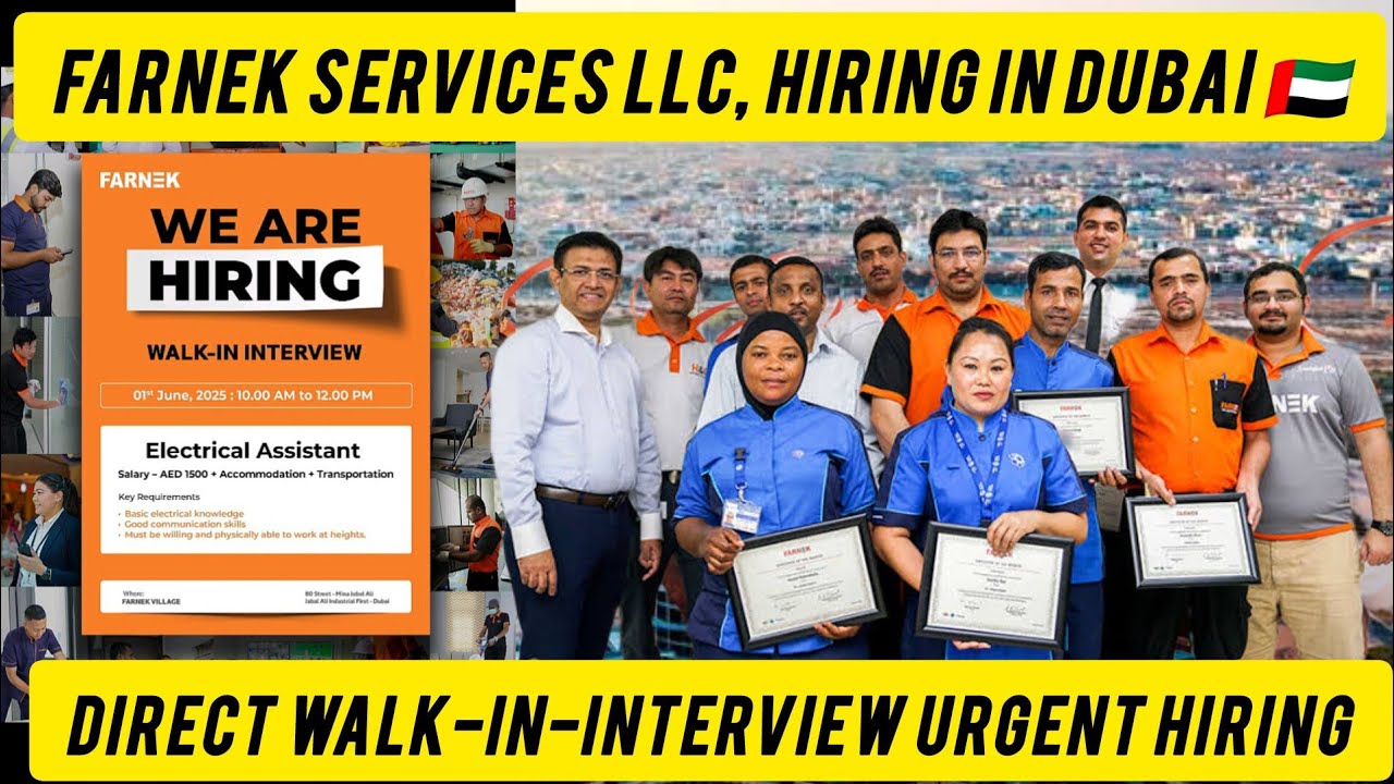 Jobs in Dubai 🇦🇪 | Farnek Services llc hiring staff | Direct Interviews 