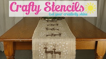 DIY Stenciled Reindeer Burlap Table Runner