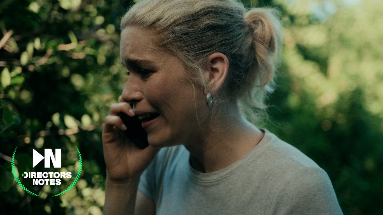 Two actors on a forest hike; tense framing for Best Friends with the Devil