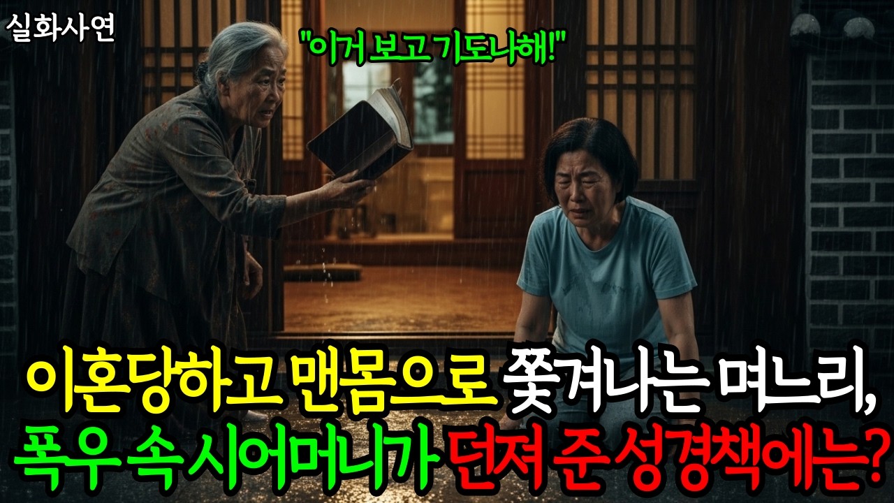 생일날 이혼 당하고 맨몸으로 쫓겨나는 며느리, 폭우 속에 시어머니가 던져 준 성경책에 무슨 비밀이?!ㅣ시니어사연ㅣ노후사연ㅣ오디오북ㅣ고부갈등ㅣ사연라디오