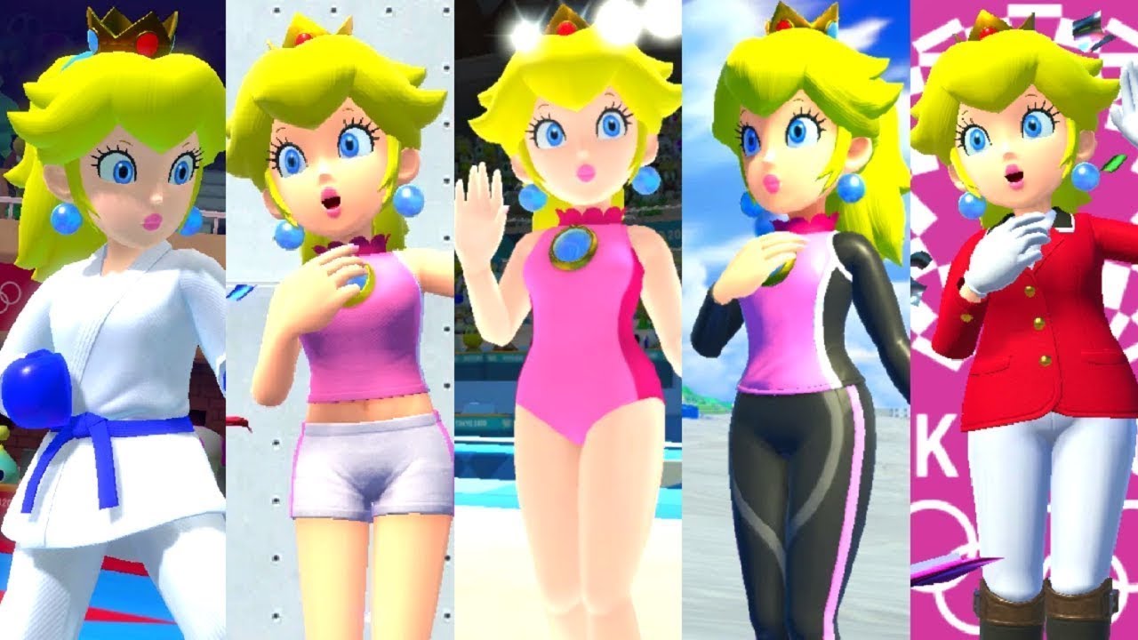 All Peach Costumes - Mario & Sonic at the Olympics Game Tokyo 2020 - .....