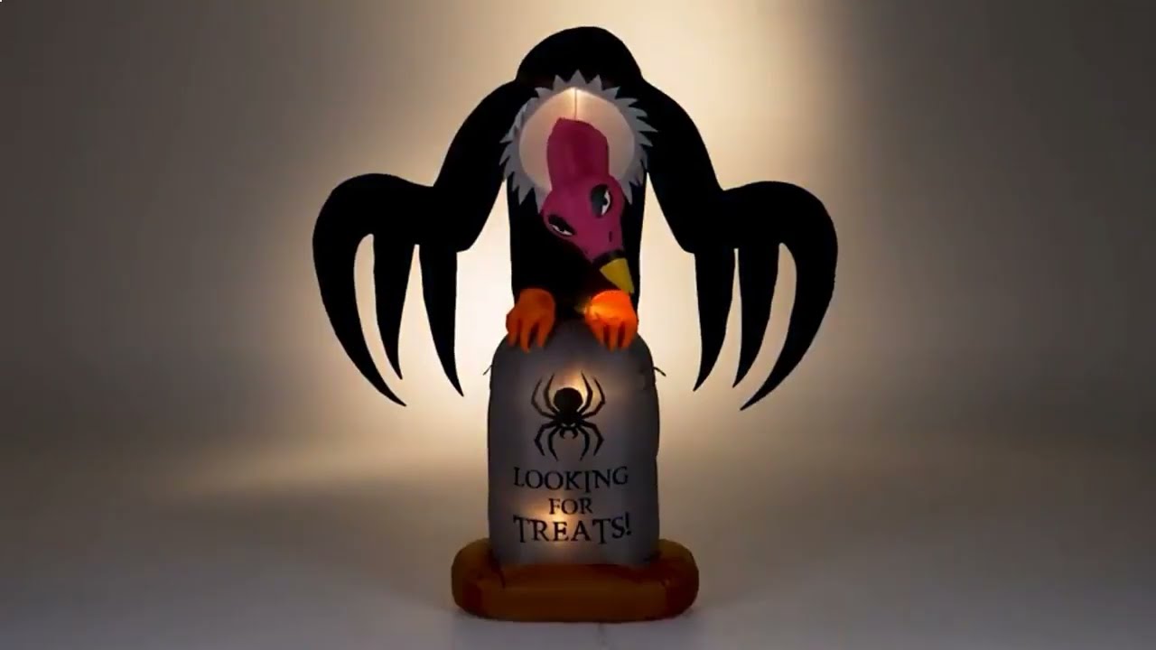 2022 Gemmy Animated Airblown Inflatable Lowe's 7.5ft Halloween Vulture On Tombstone