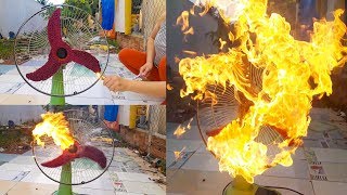 Trò chơi quạt điện và 10000 que Diêm | matchstick fan fire art